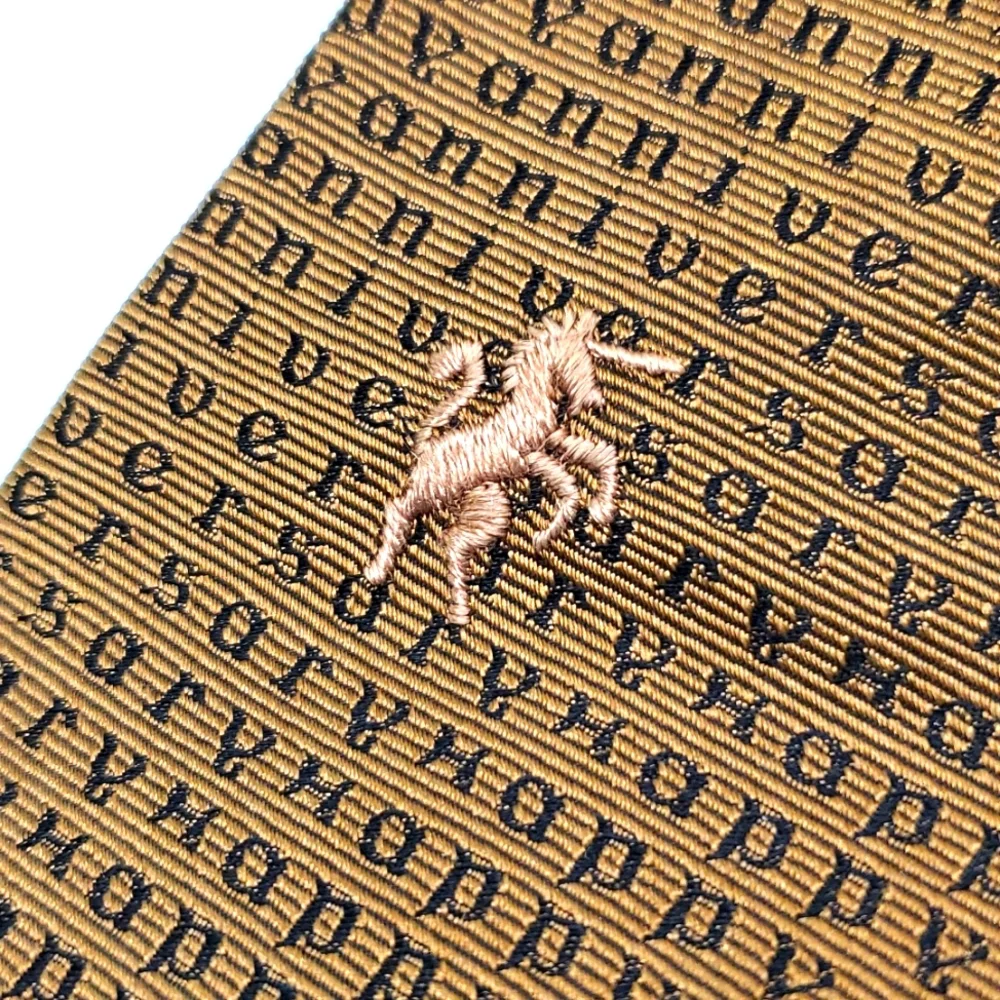 Vintage Lewis and Thos Saltz Happy Anniversary Bronzini Brown Silk Tie